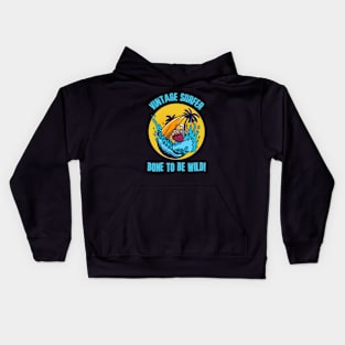 Bone To Be Wild | Vintage Skeleton Surfer Kids Hoodie